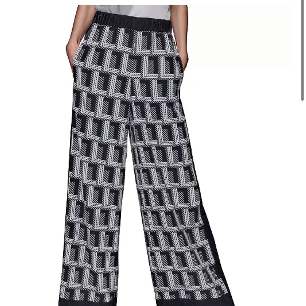 Karl Lagerfeld Black and White Wide‎ Leg Pants
